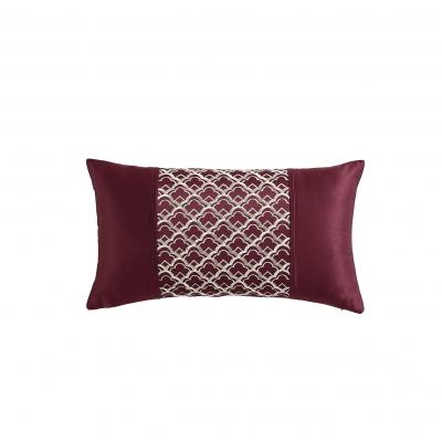 Platinum Lisbon Cabernet Yarn Dyed Crinkle Jacquard Decorator Cushion | 30x50cm | Cabernet